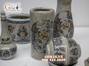 Bộ đồ thờ men rạn Phúc Lộc Thọ 001