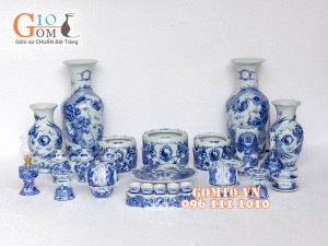 Bộ đồ thờ men dong cổ Rồng nổi Phú Quý S1