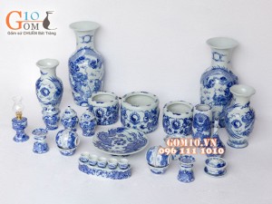 Bộ đồ thờ men dong cổ Rồng nổi Phú Quý S1