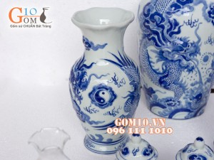 Bộ đồ thờ men dong cổ Rồng nổi Phú Quý S1