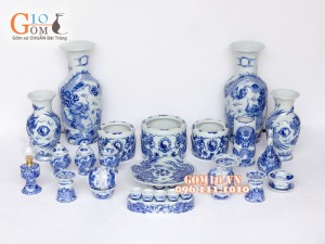 Bộ đồ thờ men dong cổ Rồng nổi Phú Quý S1