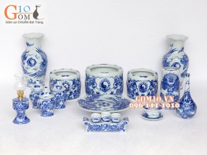 Bộ đồ thờ men dong cổ Rồng nổi Phú Quý S3