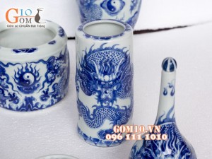 Bộ đồ thờ men dong cổ Rồng nổi Phú Quý S3