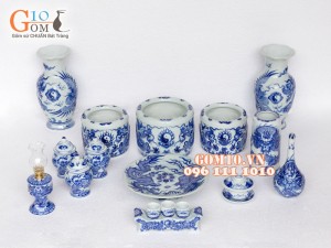 Bộ đồ thờ men dong cổ Rồng nổi Phú Quý S3