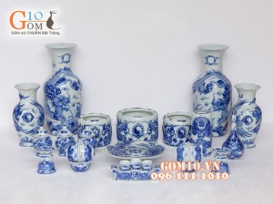 Bộ đồ thờ men dong cổ Rồng nổi Phú Quý S2