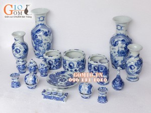 Bộ đồ thờ men dong cổ Rồng nổi Phú Quý S2