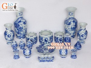 Bộ đồ thờ men dong cổ Rồng nổi Phú Quý S2
