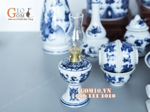 Bộ đồ thờ men trắng vẽ rồng giả nổi ( Có tam cấp )