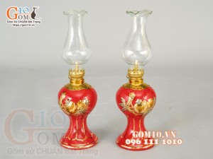 Bộ đồ thờ Như Ý Cát Tường đắp nổi, màu đỏ- vẽ vàng 24k