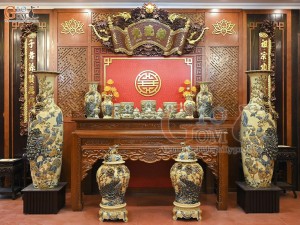 Bộ đồ thờ Như Ý Cát Tường men hoàng tộc đắp nổi Rồng Bộ đồ thờ Như Ý Cát Tường men hoàng tộc đắp nổi Rồng