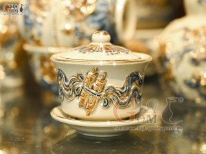 Bộ đồ thờ Như Ý Cát Tường men hoàng tộc đắp nổi Rồng vẽ vàng 24k (Ban thờ 1m75)