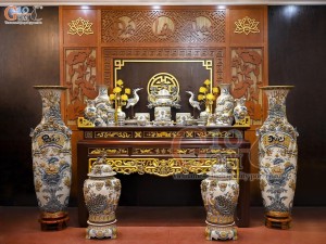 Bộ đồ thờ Như Ý Cát Tường men rạn đắp nổi (Ban thờ 1m97-2m17) Bộ đồ thờ Như Ý Cát Tường men rạn đắp nổi (Ban thờ 1m97-2m17)