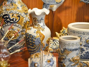 Bộ đồ thờ Như Ý Cát Tường men rạn đắp nổi Rồng cao cấp - 02