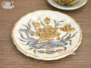 Bộ đồ thờ Như Ý Cát Tường men rạn đắp nổi Rồng vẽ vàng 24k - 01