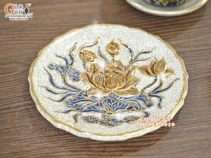 Bộ đồ thờ Như Ý Cát Tường men rạn đắp nổi Rồng vẽ vàng 24k - 02