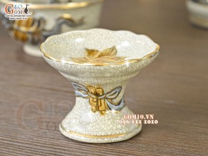 Bộ đồ thờ Như Ý Cát Tường men rạn đắp nổi Rồng vẽ vàng 24k - 03