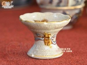 Bộ đồ thờ Như Ý Cát Tường men rạn đắp nổi Rồng vẽ vàng 24k - 04