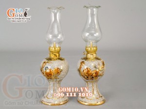 Bộ đồ thờ Như Ý Cát Tường men rạn đắp nổi, vẽ vàng 24k