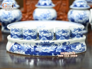 Bộ đồ thờ Như Ý Cát Tường men lam cổ cao cấp 04