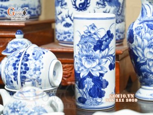 Bộ đồ thờ Như Ý Cát Tường men lam cổ cao cấp 04