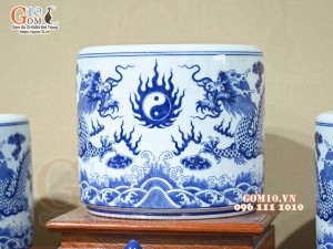 Bộ đồ thờ Như Ý Cát Tường men lam cổ cao cấp 04