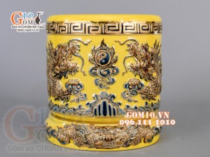 Bộ đồ thờ Phú Quý đắp nổi, màu vàng - vẽ vàng 24k