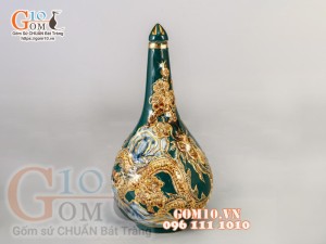 Bộ đồ thờ Phú Quý đắp nổi, Xanh lục bảo - vẽ vàng 24k