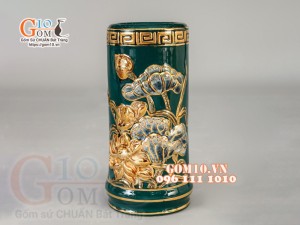 Bộ đồ thờ Phú Quý đắp nổi, Xanh lục bảo - vẽ vàng 24k