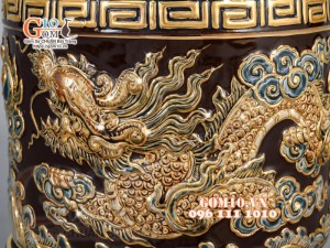 Bộ đồ thờ Phú Quý Tài Lộc đắp nổi, màu nâu - vẽ vàng 24k