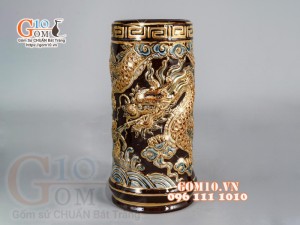 Bộ đồ thờ Phú Quý Tài Lộc đắp nổi, màu nâu - vẽ vàng 24k