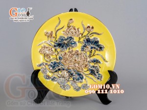 Bộ đồ thờ Phúc Lộc Thọ đắp nổi, màu vàng - vẽ vàng 24k