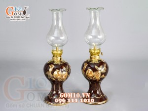 Bộ đồ thờ Trường Thọ đắp nổi, màu nâu - vẽ vàng 24k