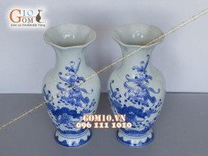 Bộ đồ thờ vẽ sen CÁT TƯỜNG men rong cổ, hàng vẽ tay 100% (có tam cấp)