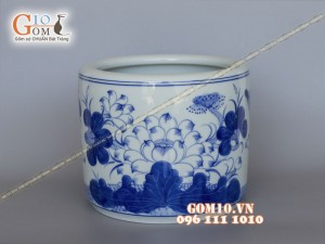 Bộ đồ thờ vẽ sen CÁT TƯỜNG men rong cổ, hàng vẽ tay 100% (có tam cấp)