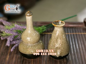 Bộ đôi nậm , bình rót rượu gấm vàng