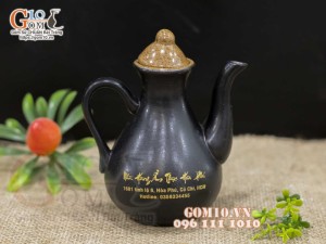 Bộ đựng gia vị 4 món men gốm, in logo thương hiệu