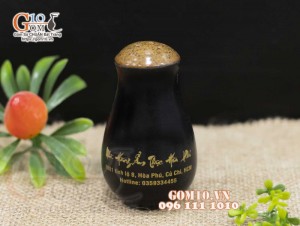 Bộ đựng gia vị 4 món men gốm, in logo thương hiệu