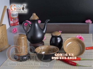 Bộ đựng gia vị 5 món men gốm