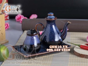Bộ đựng gia vị Tiêu - Mắm men xanh đá