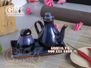 Bộ đựng gia vị Tiêu - Mắm men xanh đá