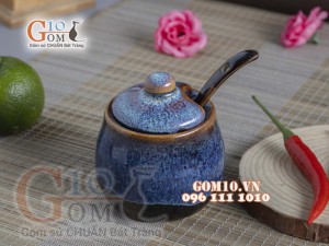 Bộ đựng Tiêu - Đường men xanh đá