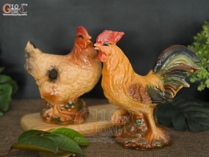 Bộ gà trống mái men gốm Bộ gà trống mái men gốm