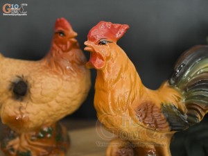 Bộ gà trống mái men gốm