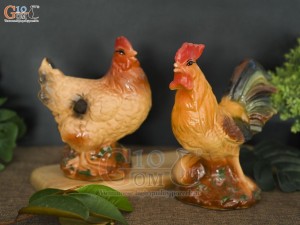 Bộ gà trống mái men gốm