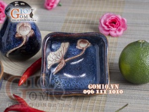 Bộ gia vị 5 món men xanh đá khắc sen