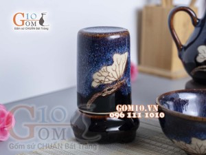 Bộ gia vị 5 món men xanh đá khắc sen