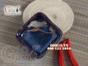 Bộ gia vị 8 món men xanh đá khắc sen