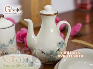 Bộ gia vị men kem vẽ đào xanh