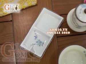 Bộ gia vị men kem vẽ đào xanh