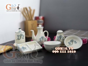 Bộ gia vị men kem vẽ Sen xanh